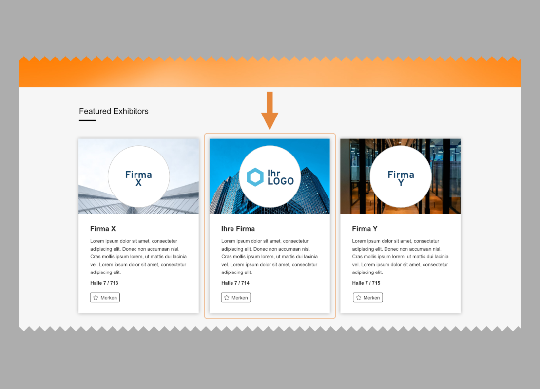 Visibilität: Präsenz auf Sonderseite «Featured Exhibitors»