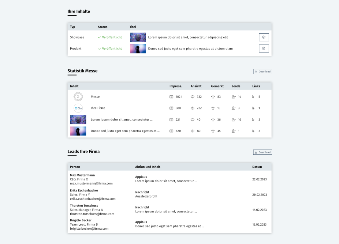 Statistik und Leads: Lead-Dashboard mit täglich aktualisierten Statistiken